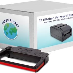 Red and Black Ink Printer Ribbons for Toast Kitchen Printer by Paper Planet | 12 Ribbons | TKP300 SNBC BTP-M300