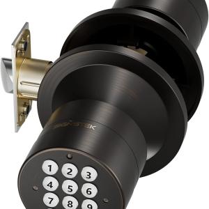 Signstek Keyless Entry Door Lock,Door Knob with Keyp，Smart Code Door Lock,Mute Mode,Passage Function, Easy to Install,Oil Rubbed Bronze