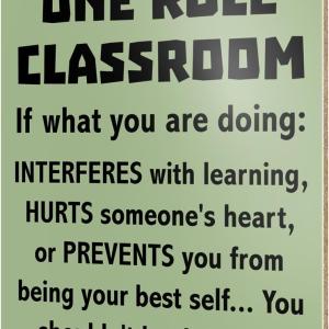 UDNADKEX Classroom Wall Sign Hanging Decor, One Rule Classroom, High Middle School Classroom Positive Wooden Decor Teacher Sign Back to School Decoration