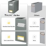 BALEINE File Organizer Box, Cardboard File Folder Organizer with Handle for Letter Size, Portable Collapsible Hanging Filing Box for Home Office Document Storage (2 Pack, Grey)