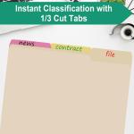 Manilla File Folder,1/3 Cut Tab,Letter Size Folders,Great for Organizing and Easy File Storage,18 Per Box