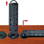 Electriduct Desktop Pull-Up PowerTap Grommet with Surge Protector and USB Charger 2.4 Amp (Black)