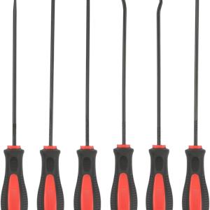 ROTATION Extra Long Precision Hook and Pick Set, 6-Piece Set, Chrome Vanium Steel Shaft, for Remove Hoses and Gaskets, Auto and Electronics Maintenance Tools