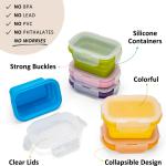 Collapsible Food Storage Containers with Lids, Small Silicone Snack Containers, Stackable Portion Control Containers, Mini Fridge Organizer, Microwave Freezer Dishwasher Safe, 6.5oz, 6 Pack