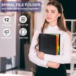 12 Pocket Project Organizer,FOME Folder Binder Spiral Pocket Organizer with Zipper Pouch,6 Dividers Project Organizer Letter Size for School Office Filing Cabinet,Black