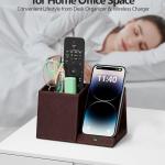 Desk Supplies Organizer, Multi-Functional Pencil Pen Holder with Wireless Charger, Desktop Stationery Organizer, Home Office Supply Storage Box Cdy (Brown)