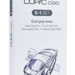 COPIC Ciao Coloured Marker Pen - 5+1 Set Grey Tones, For Art & Crafts, Colouring, Graphics, Highlighter, Design, Anime, Professional & Beginners, Art Supplies & Colouring Books