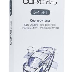 COPIC Ciao Coloured Marker Pen - 5+1 Set Grey Tones, For Art & Crafts, Colouring, Graphics, Highlighter, Design, Anime, Professional & Beginners, Art Supplies & Colouring Books