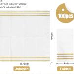 100 Pcs White and Gold napkins, Dinner Paper Napkins Disposable Hand Towels for Bathroom, Soft, Absorbent, Gold Party Wedding Napkins for Kitchen, Parties, Dinners or Events (Yellow, 100)