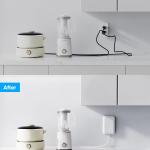 Flat Extension Cord with Outlet Cover, Flat Plug Power Strip with 6 Outlets and 3 USB Ports, 2000 Joules Surge Protector, 5 FT Cord Hidden Outlet Extender for Tight Spaces, White