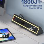 Desk Clamp Power Strip with Nightlight, 40W Fast Charging, 6FT Extension Cord, 4x20W USB-C & 2 USB Ports, 5 AC Outlets, Fits 1.69-Inch Table Edges