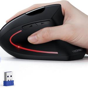 TECKNET Ergonomic Mouse, Wireless Rechargeable Vertical Mouse for Carpal Tunnel Right Hand, 4800 DPI 5 justable Levels 2.4GHz with USB-A Receiver, Silent Click, for Laptop, PC, Desktop (Not USB-C)
