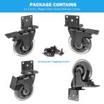 Hirate Side Mount Casters Set of 4 with Brake, 3" L-Shaped Plate Casters Replacement Material Handling for Furniture, Baby Bed, Suitcase,Cabinet,Table Casters,Loing Capacity 600 Lbs