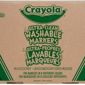 Crayola Bro Line Washable Markers - 200ct, Bulk Markers for Kids, 8 Assorted Colors, School Classroom Arts & Crafts Supplies for Teachers, Ages 3, 4, 5