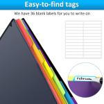 HABGP 12 Pocket Plastic folders with Pockets, 6 Colors Multi Pocket Folder Binder with Dividers, Office Organizer Folder Letter Size School Supplies