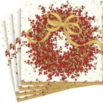 Caspari Entertaining Pepper Berry Cocktail Napkins, Red, 20-Pack