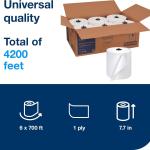 Tork Matic Paper Hand Towel Roll White H1, Universal, 100% Recycled Fiber, 6 Rolls x 700 ft, 290089