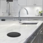 Cabilock Embedded Trash can Lid Stainless Steel Swing Cover for Countertop Garbage can Insert Kitchen Bathroom Waste Management