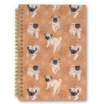 laveliabel Funny Pug Gifts Spiral Notebook, Orange Pug Gifts for Women Dog Mom Journaling Notebooks, Dog Paw Prints College Ruled Spiral Notebook for School Office Supplies, 5.5x8.3inch