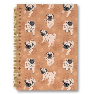 laveliabel Funny Pug Gifts Spiral Notebook, Orange Pug Gifts for Women Dog Mom Journaling Notebooks, Dog Paw Prints College Ruled Spiral Notebook for School Office Supplies, 5.5x8.3inch