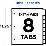Avery Insertable Plastic Dividers for 3 Ring Binders, 8 Tabs per Set, Big Tabs, Two Pockets, Multicolor Binder Dividers, Works with Sheet Protectors (11903)