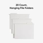 Sme FasTab Hanging File Folder, 1/3-Cut Built-in Tab, Letter Size, White, 20 per Box (64002)