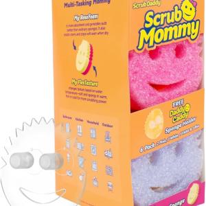 Scrub Ddy 6 Scrub Mommy Kitchen Sponges & 1 Ddy Cdy Sponge Holder - Scratch-Free for Dishes & Multipurpose Cleaning - BPA Free & Me with Polymer Foam - Stain & Odor Resistant