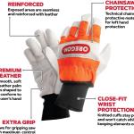 Oregon Chainsaw Left-Hand Protection Leather Gloves – Large (Size 10) (91305L)