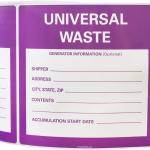 Universal Waste Labels - Hazardous Waste Labels for Chemical Waste Bin, 6 x 6 Inches, Strong hesive, 100 Labels per Roll, Durable Waste Management Stickers for Safety & Proper Handling