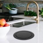 Cabilock Embedded Trash can Lid Stainless Steel Swing Cover for Countertop Garbage can Insert Kitchen Bathroom Waste Management