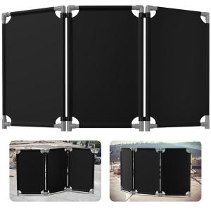 3 Panels Safety Barrice,5.8FT Foldable Security Barrier Gate with Heavy Duty PVC Frame,High Visibility Black Color,Crowd Control Restricted Area Pedestrian Barrice Traffic Fence