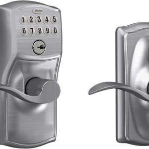 SCHLAGE FE595 CAM 626 ACC Camelot Keyp Entry with Flex-Lock and Accent Levers, Brushed Chrome