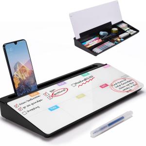 TSJ OFFICE Whiteboard Weekly Dry-Erase-Board - Desktop White Board Calendar Desk Organizers with Accessories Computer Keyboard Stand with Drawer, for Office, Home, School Supplies