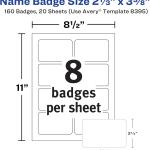 Avery Flexible Printable Name Tags, 2-1/3" x 3-3/8", Matte White, 160 Removable Name Bges (8395)