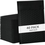 4x8 Inch Black Bubble Mailers 40 Pack Self-Seal Poly Pded Envelopes Suitable for Small Businesses to Package and Mail Jewelry Cosmetics, Electronic Products, Cards (Black, 4 x 8-40)