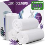 2.6 Gallon Lavender Scented Trash Bags (200 Count) White 2 Gallon Trash Bags Small Bathroom Wastebasket Bags Can Liners for Home Office Bins, 200 Bags