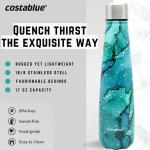 Insulated Water Bottle - On-The-Go Refillable Stainless Steel Water Bottles For ults, Reusable Thermos Travel Tumbler With Leak-proof Lid For Hot & Cold Beverages (17Oz. Bubbly Green)