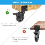 Hirate Side Mount Casters Set of 4 with Brake, 3" L-Shaped Plate Casters Replacement Material Handling for Furniture, Baby Bed, Suitcase,Cabinet,Table Casters,Loing Capacity 600 Lbs