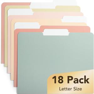 Mr. Pen- File Folders, 18 Pack, Vintage Colors, 1/3-Cut Tab, File Folders Letter Size, Colored File Folders, Office File Folder