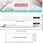 PYD Life 20 Pack Sublimation Pens Blanks White Aluminum Ballpoint Pens with Silver Clip and Come with 25 Pieces Shrink Wrap Films,DIY Personalized Pen for Office School Stationery Supplies