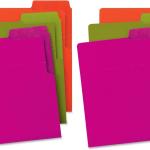 Sme Organized Up Heavyweight Vertical File Folders, Dual Tabs, Letter Size, Bright Tones, 6 per Pack (75406)