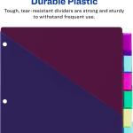 Avery Insertable Plastic Dividers for 3 Ring Binders, 8 Tabs per Set, Big Tabs, Two Pockets, Two-Tone Multicolor Binder Dividers, Works with Sheet Protectors (11989)