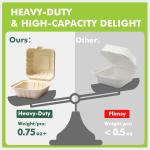 [6x6"-50Pack]100% Compostable To Go Food Containers with Lids, Burger Box Take Out Clamshell Container, Bio Disposable | Eco Friendly | Heavy-Duty Boxes, Me of Sugarcane Fibers