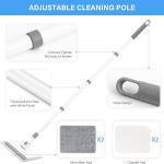 Baseboard Cleaner Tool with Handle, DELUX Baseboard Cleaner with Extendable Long Handle, 4 Reusable Cleaning Ps Wall Cleaner for Baseboards Cleaning, Ceiling, Wall, Floor, Shower Bathroom Kitchen