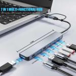 【Upgre】 USB C/USB Hub, BERLAT Aluminum 7 in 1 USB C & USB Hub with USB 3.0, USB 2.0 Ports for PC/Laptops/MacBook Pro/Air/iMac/iP and More Devices