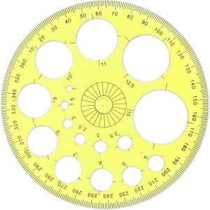 Circle Template 360° Protractor Round Stencil, Plastic Circle Ruler for Drawing, Circle Stencil Measuring Tools for Building Formwork Office School Supplies, yellow, 583308_2_FXvtRLSKG