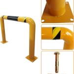 51.2"x 35.4" Hollow Machine Safety Vehicle Industrial Guard Barrier Bollard with Anchor Bolts For Warehouse Roside Traffic Parking Area, 2 Pack, Yellow