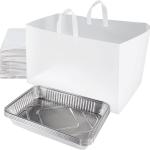 100 Pcs 22" x 14" x 15.25" Full Tray Catering Bags Take out Bags Bulk Catering Bag with Cardboard Bottom and Soft Loop Handles for Restaurant, Retail, Business