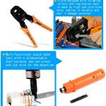 LEATBUY Network Crimp Tool Kit for RJ45/RJ11/RJ12/CAT5/CAT6/Cat5e/8P, Professional Crimper Connector Stripper Cutter, Computer Maintenance Lan Cable Pliers Tester Soldering Iron Set(Orange)
