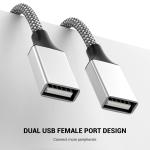 BETU POHFP 6.6FT USB Splitter 2 in 1 Out Extension Cable, USB Y Splitter Support Charging and Data Transfer for TV/PC/Laptop/MacBook/Keyboard/ PS4/ PS5/ Flash Drive/PlayStation/LED Etc.(Silver)